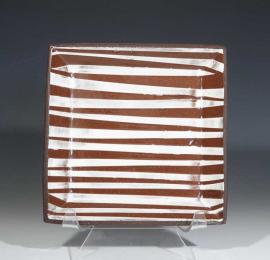 Brown+White Square Plate by Kathy Kearns