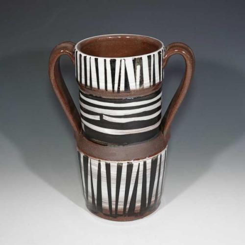 B+W Meander Stripe Vase by Kathy Kearns