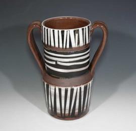 B+W Meander Stripe Vase by Kathy Kearns
