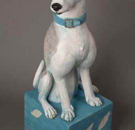 Dog on Decorative Box by Rene Martucci