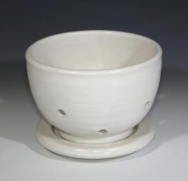 Berry Bowl, White Satin by Jan Schachter