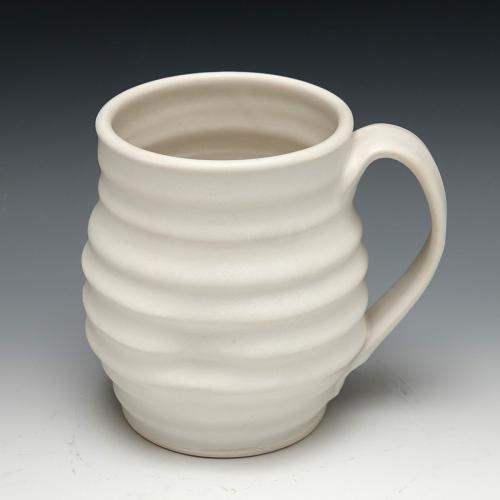 White Ringware Latte Cup by Kathy Kearns