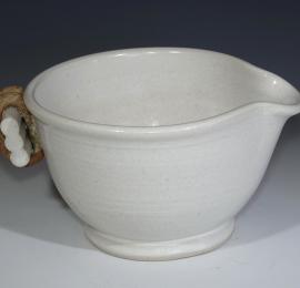 Pouring Bowl, White Satin by Jan Schachter